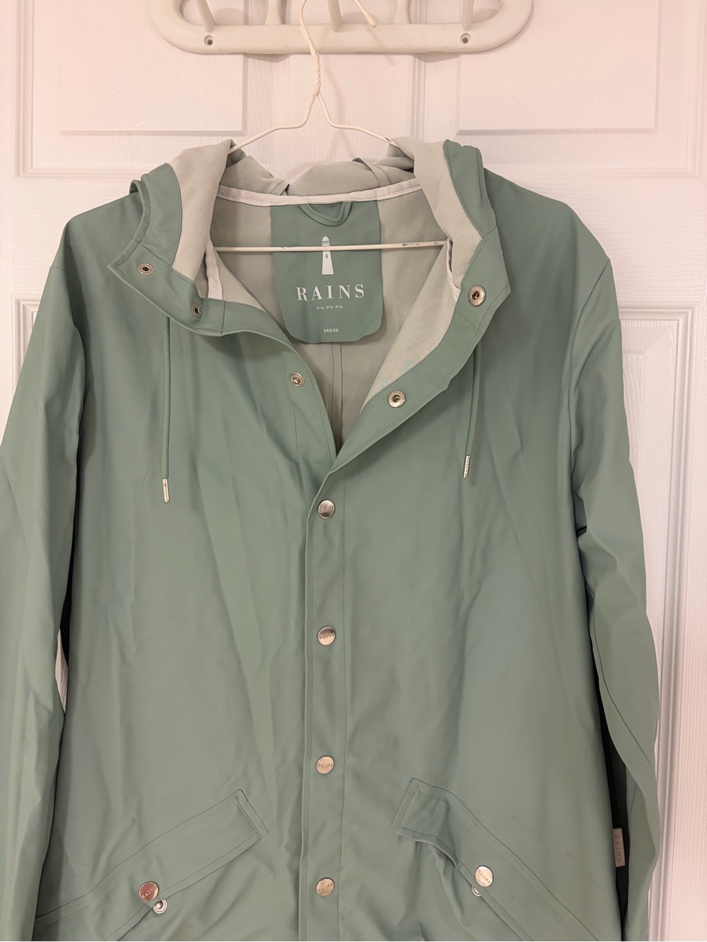 RAINS Mint Green Waterproof Jacket with Hood
